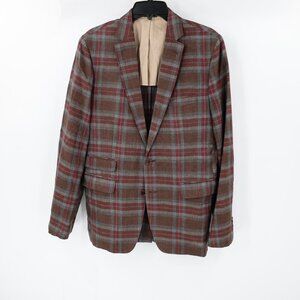 Banana Republic sport coat mens 38S Linen Madras Plaid Unstructured half lined